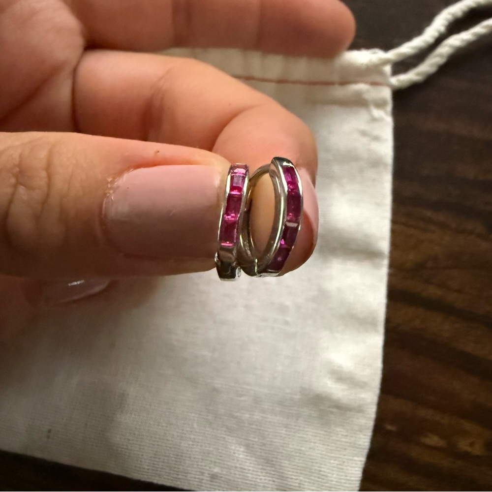 Sterling silver 925 ruby huggies